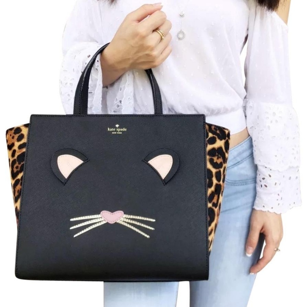 Kate Spade Leopard Hayden cat crossbody handbag